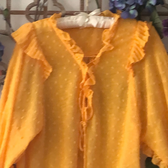 Anthropology yellow frilly blouse - Picture 6 of 11